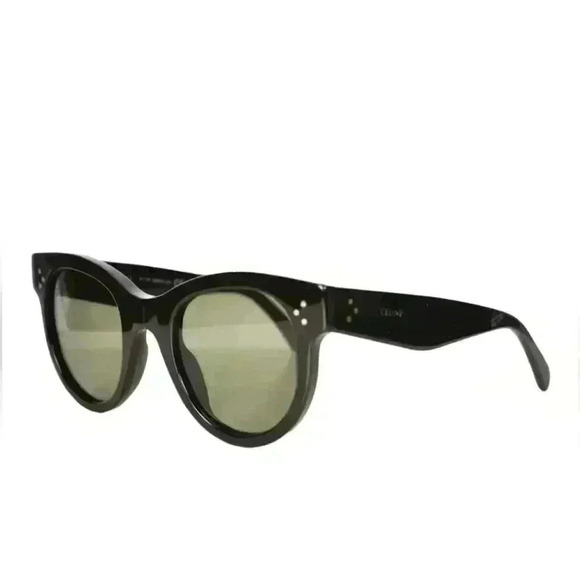 CELINE Black Round Polished Acetate Sunglasses  CL4003IN Italy w/ case - Picture 1 of 6